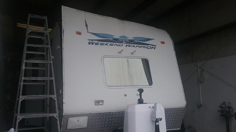 Travel trailer camper repair, Water damage leaks front cap repair
